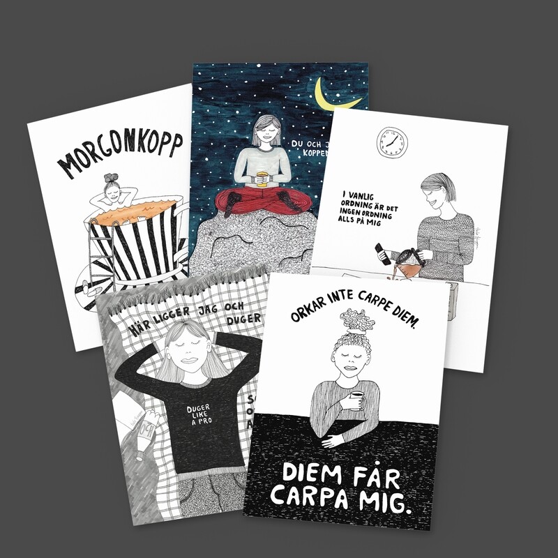 5-pack miniprints | tema kaffe | A6 | vykort
