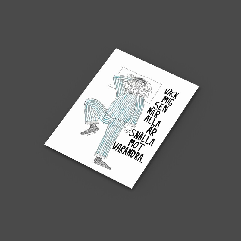 Väck mig sen | Miniprint A6 | vykort