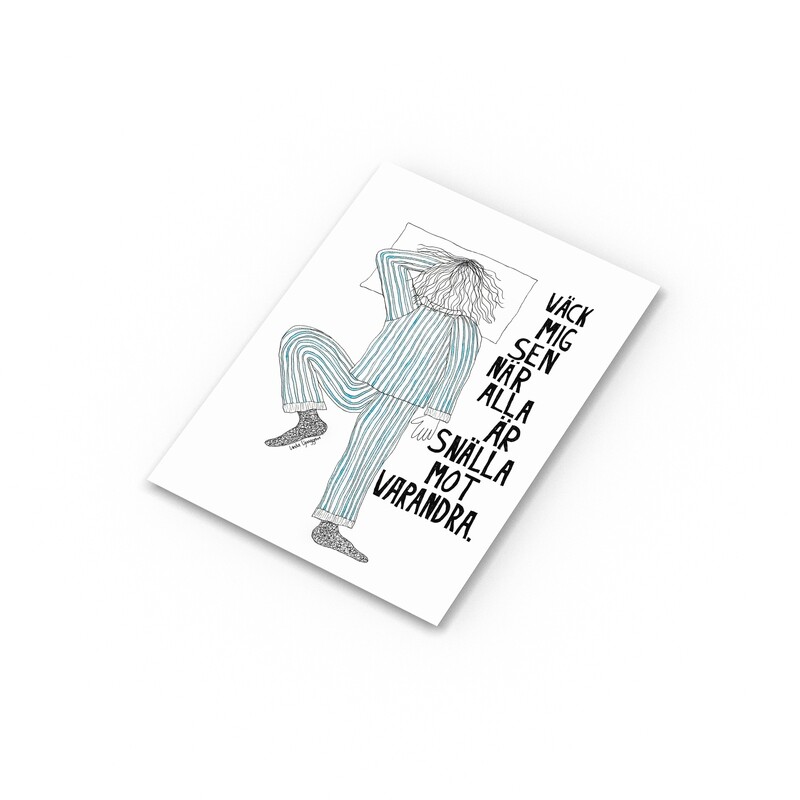 Väck mig sen | Miniprint A6 | vykort