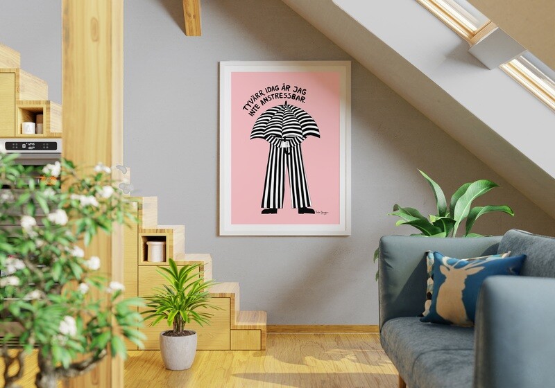 Tyvärr Inte Anstressbar, Rosa-svart-vit | poster