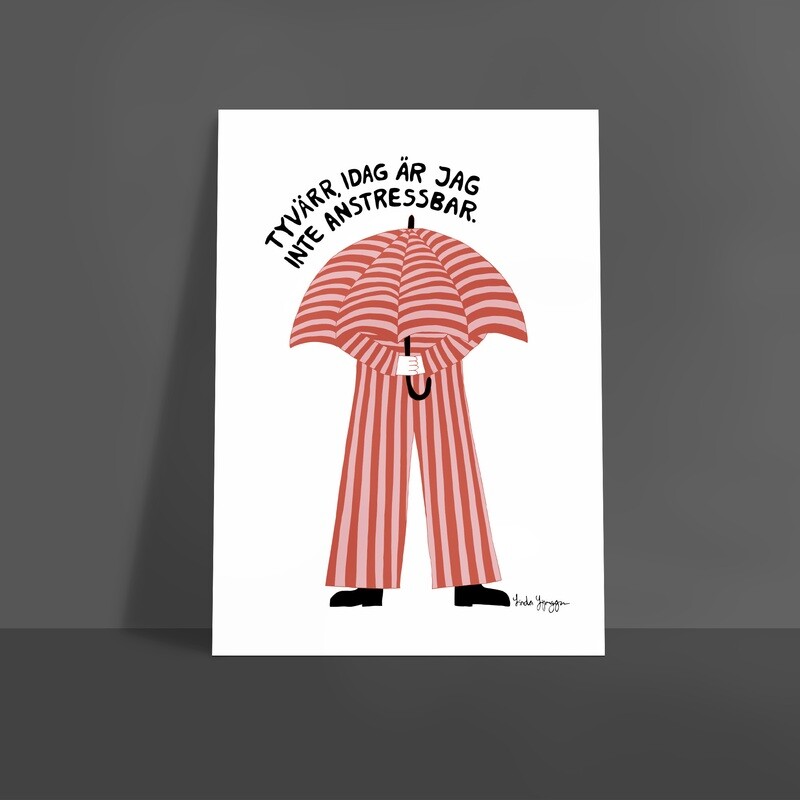 Tyvärr Inte Anstressbar, Vit-rosa-röd | poster