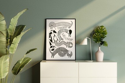 I Taxamt Sällskap, svart-vit | poster