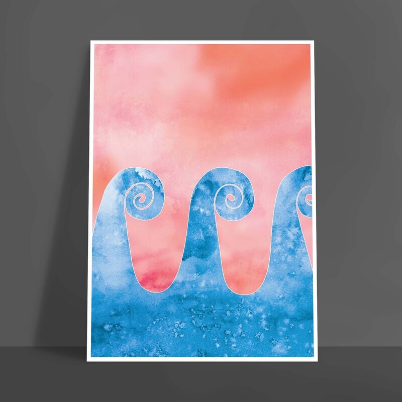 Vågor, vit ram | A4-print | Utgående