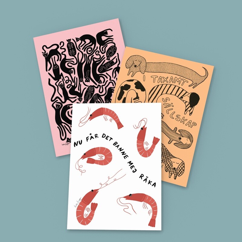 3-pack miniprints | Djur | A6 | vykort