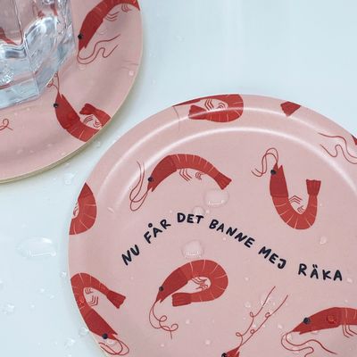 Glasunderlägg / Minibricka | Banne mej räka, rosa-röd | 11cm