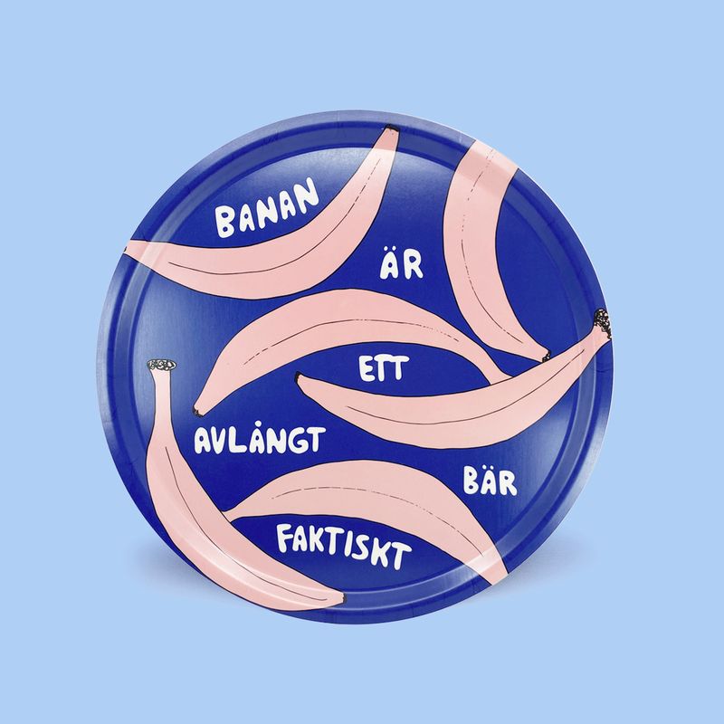 Bricka | Avlångt bär, blå | 38cm