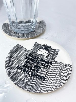 Glasunderlägg / Minibricka | Ascool direkt, svartvit | 11cm
