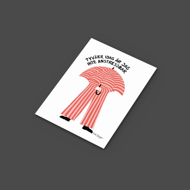 Tyvärr inte anstressbar | vit-rosa-röd | Miniprint A6 | vykort