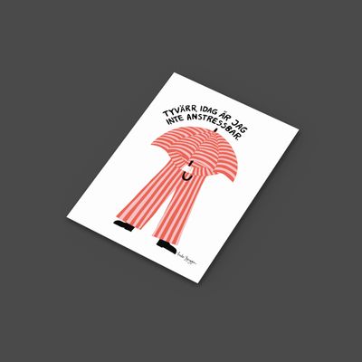 Tyvärr inte anstressbar | vit-rosa-röd | Miniprint A6 | vykort