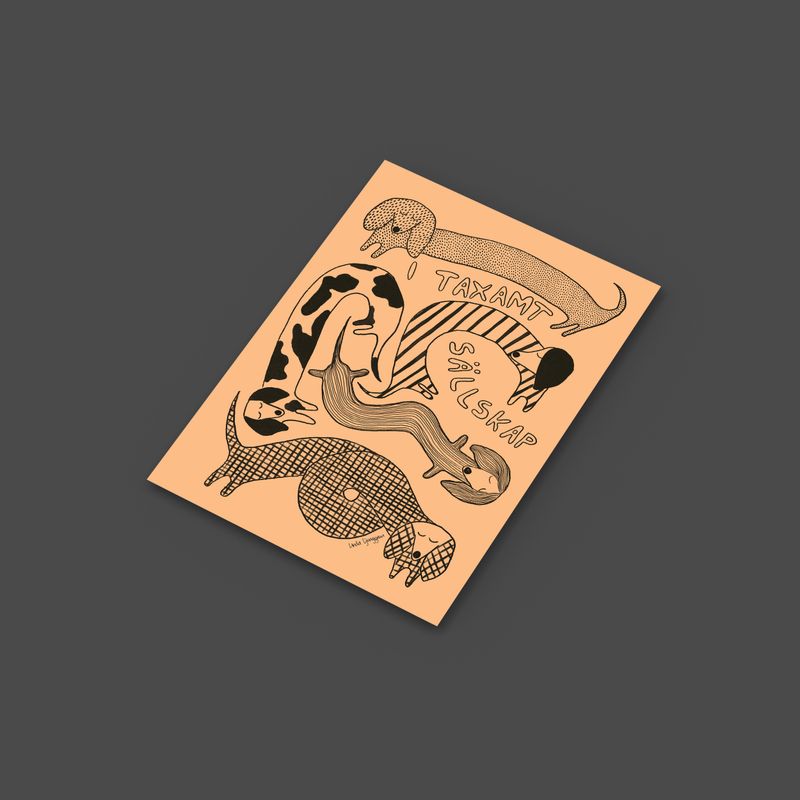 Taxamt sällskap, peach | Miniprint A6 | vykort