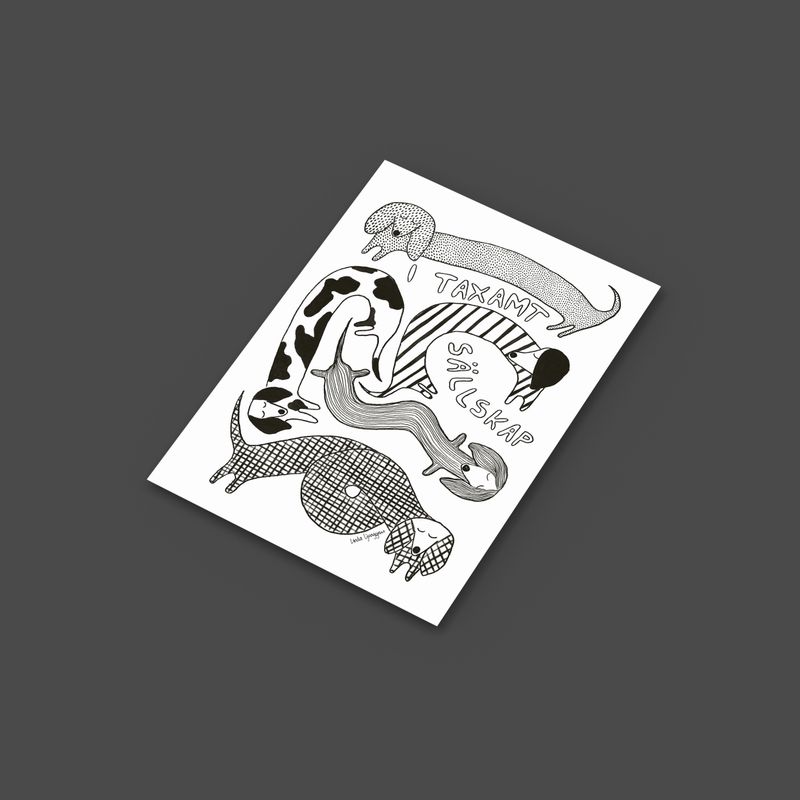 Taxamt sällskap, vit | Miniprint A6 | vykort