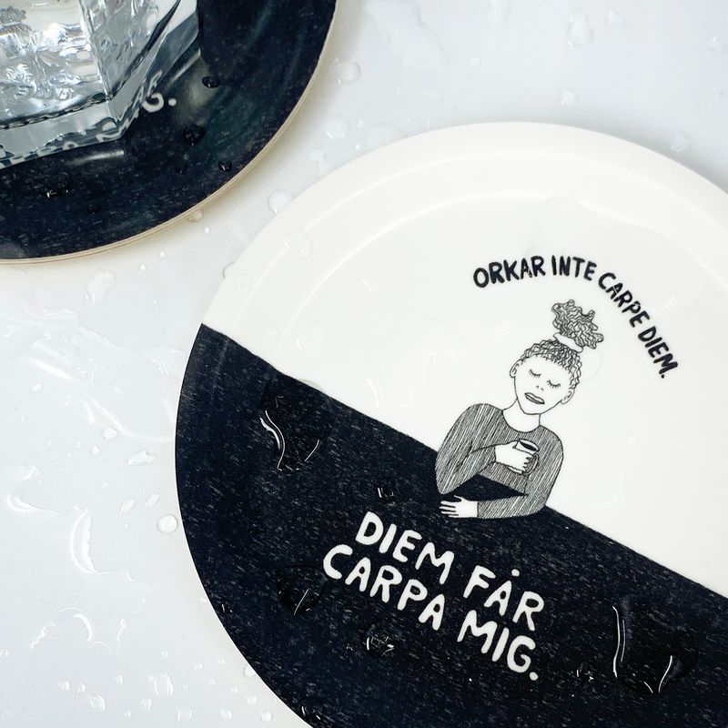 Glasunderlägg / Minibricka | Carpe diem | 11cm