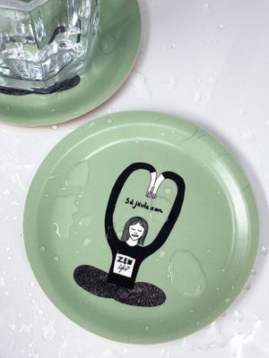 Glasunderlägg / Minibricka | Så jävla zen, grön | 11cm