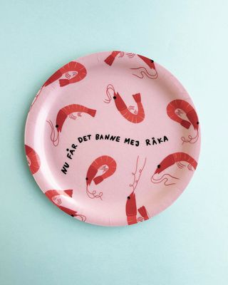 Glasunderlägg / Minibricka | Banne mej räka, rosa-röd | 11cm