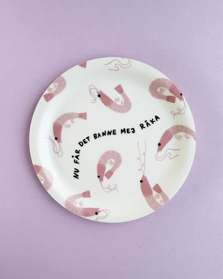 Glasunderlägg / Minibricka | Banne mej räka, vit-rosa | 11cm