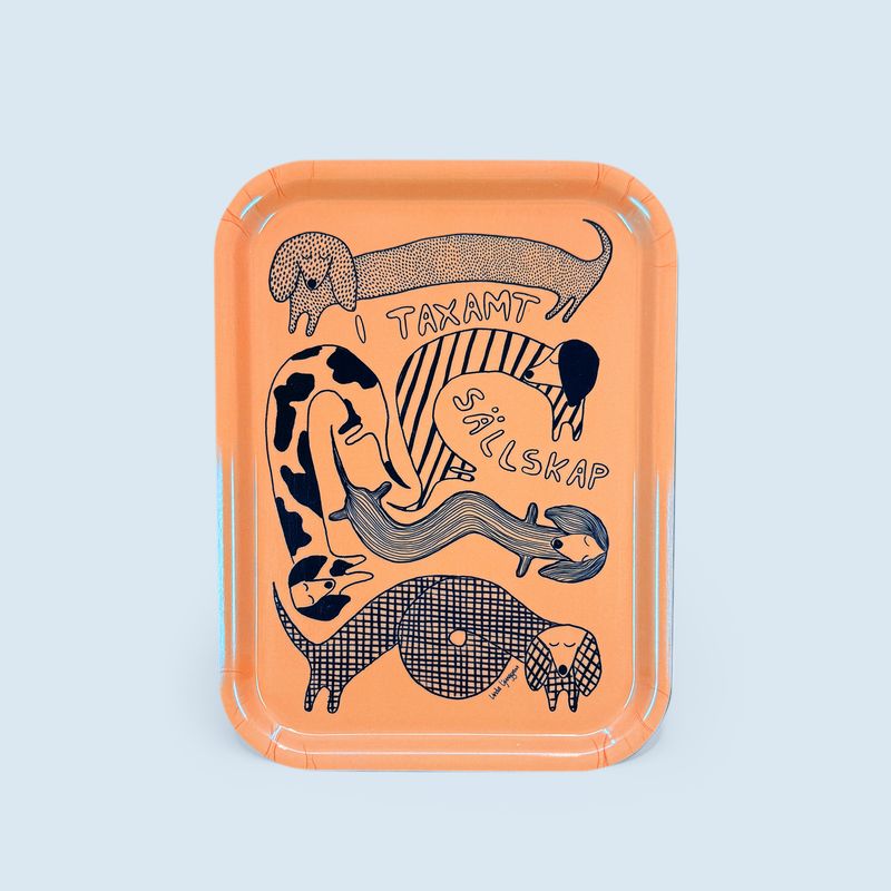 Bricka | I taxamt sällskap, peach | 20x27cm