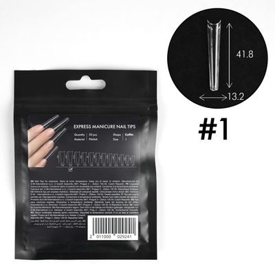 Express manicure nail tips Coffin, size 1, 50 pcs.