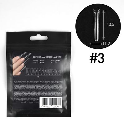 Express manicure nail tips Coffin, size 3, 50 pcs.