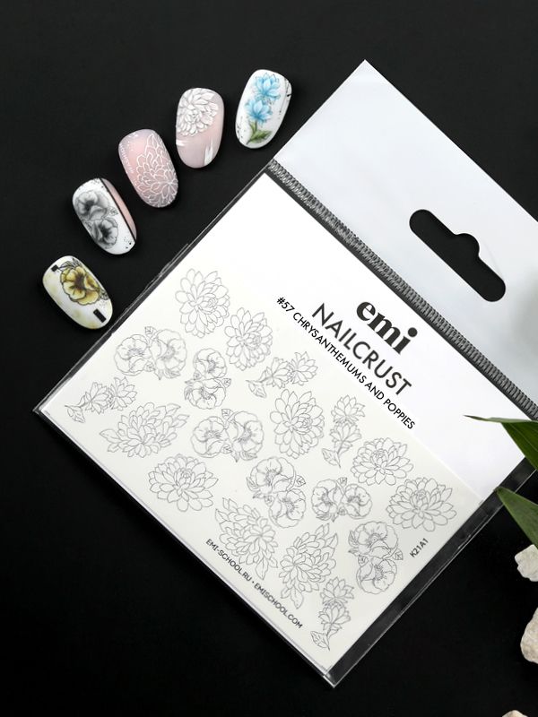 NAILCRUST Pattern Slider #57 Chrysanthemums and poppies