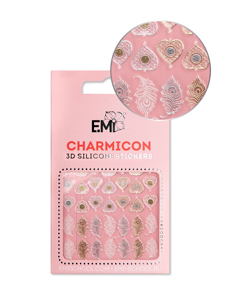 Charmicon 3D Silicone Stickers #107 Feathers and Hearts