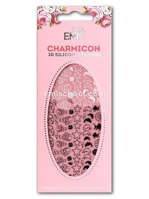 Charmicon 3D Silicone Stickers #48 Fish Black/White