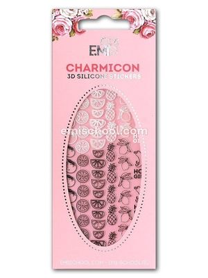 Charmicon 3D Silicone Stickers #46 Tropical Fruits Black/White