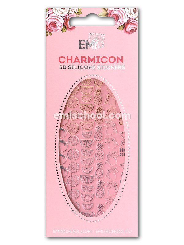 Charmicon 3D Silicone Stickers #45 Tropical Fruits Gold/Silver