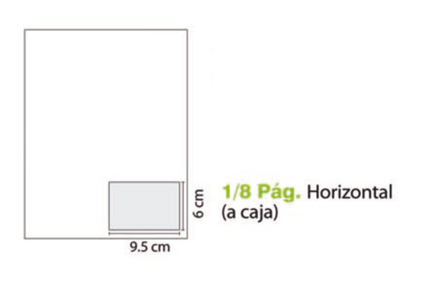 Contratación Publicidad 1/8 de página, coste por edición  10 x 6 cm aprox.