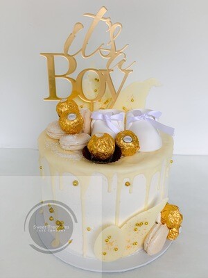 Its a boy choc drip Single tier cake
