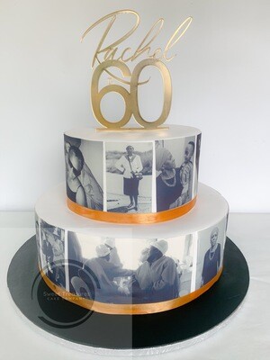 Black and White Photos 2 tier Cake