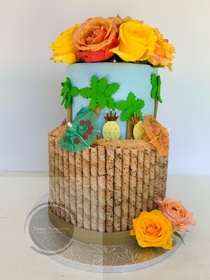 Hawaii themed 2 tier cake