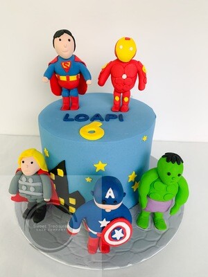 Superheros Single tier Cake