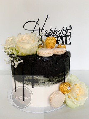 Black and white Chocolate drip Single tier Cake