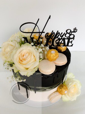Black and white Chocolate drip Single tier Cake