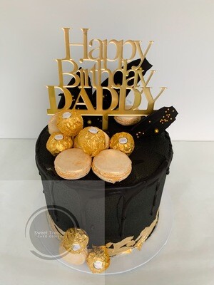 Black and Gold Drip Single tier Cake