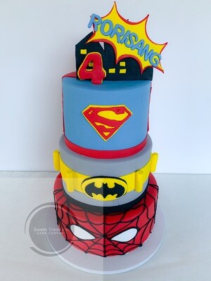 Superheros 3 tier Cake