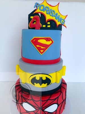 Superheros 3 tier Cake