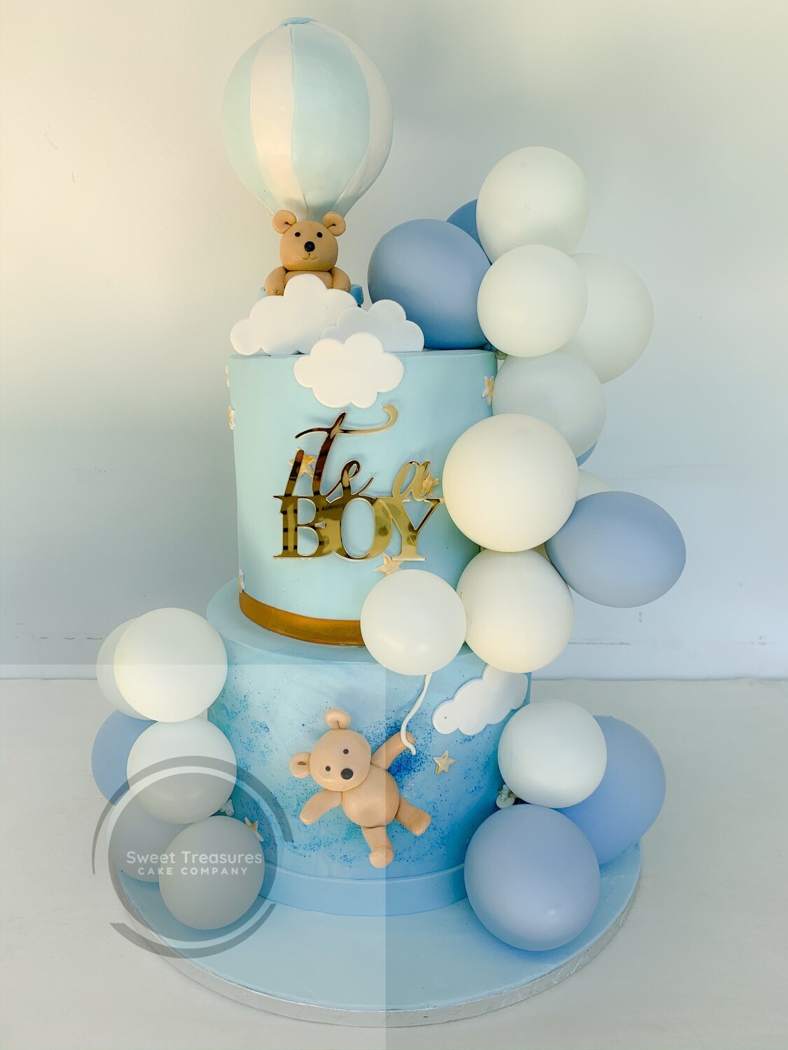 Hot Air Balloon Baby Shower 2 tier Cake