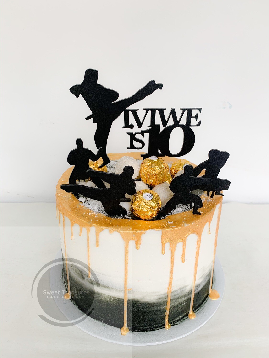 Karate Inspired Chocolate drip Single tier Cake