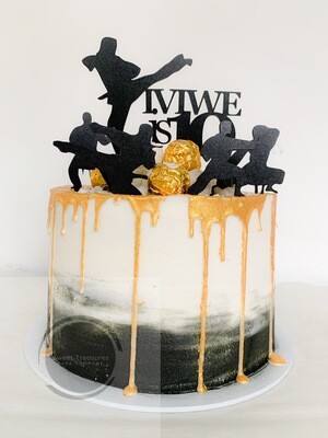 Karate Inspired Chocolate drip Single tier Cake