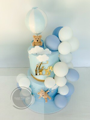 Hot Air Balloon Baby Shower 2 tier Cake