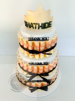 3 tier Money Wrapped cake