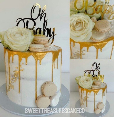 Oh Baby Gold drip Single tier cake