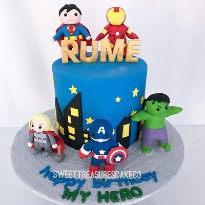 Superheros Single tier Cake
