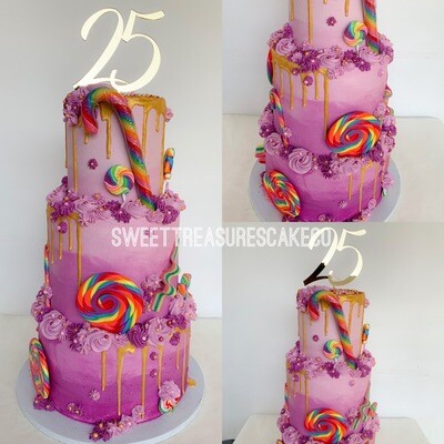 Candy drip 3 tier cake