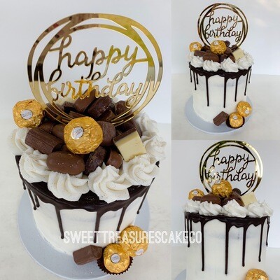 Dark Chocolate Drip Single tier Cake