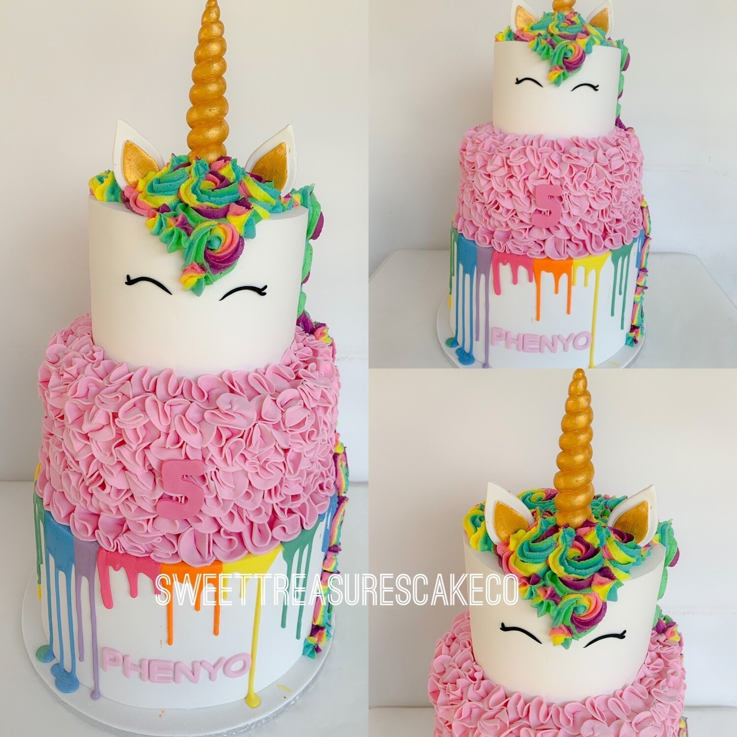 Unicorn drip 3 tier cake