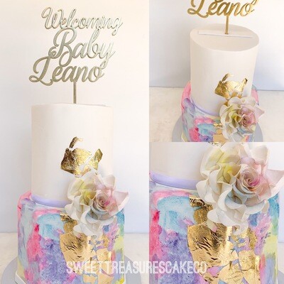 Watercolour Babyshower Single tier Cake
