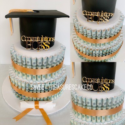 Graduation money 3 tier cake