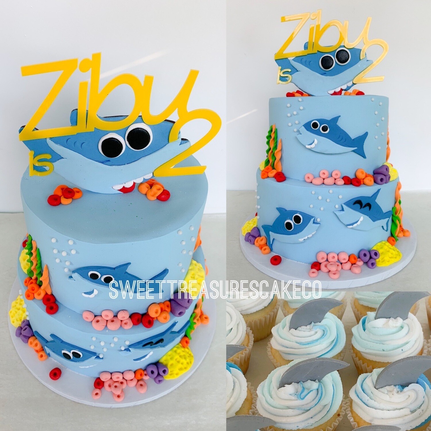 Baby Shark 2 tier Cake